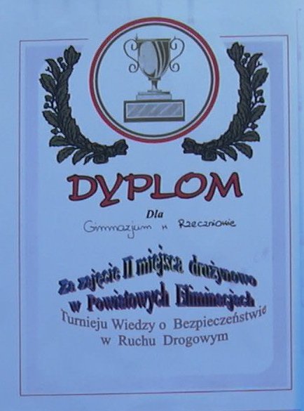 Dyplom dla druyny